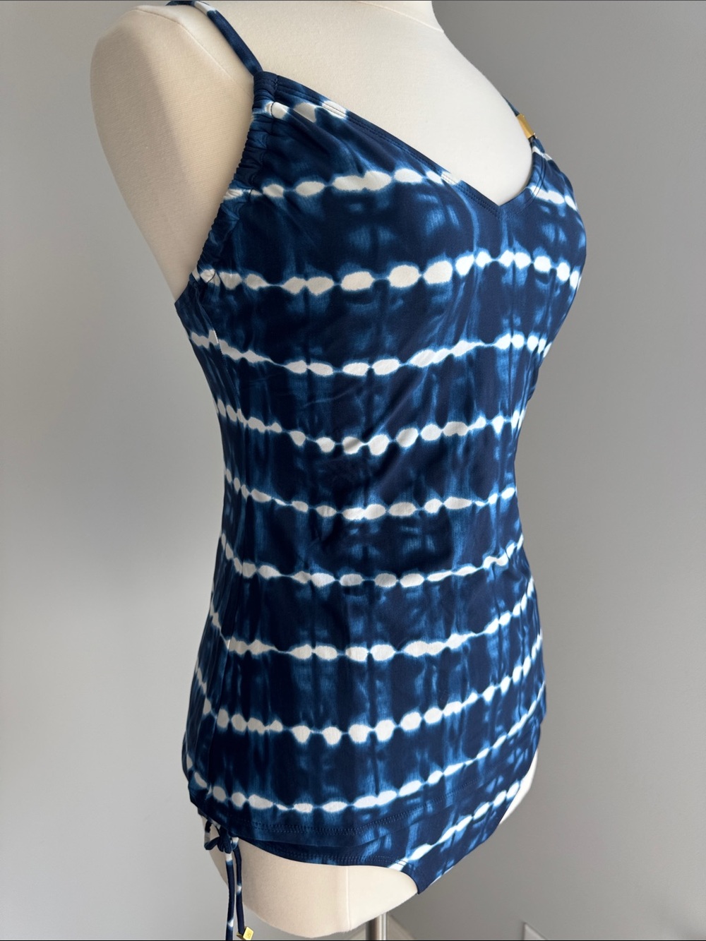 MICHAEL Michael Kors 2 Pc Tie-Dye Tankini Top and Bikini Bottom - Blue, Size L